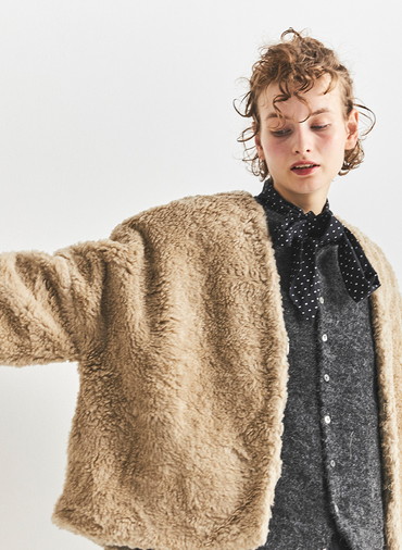 リネンウールショールジャケット 詳細画像 Beige 2