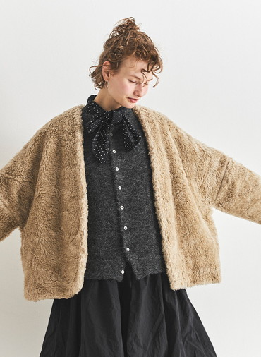 リネンウールショールジャケット 詳細画像 Beige 3