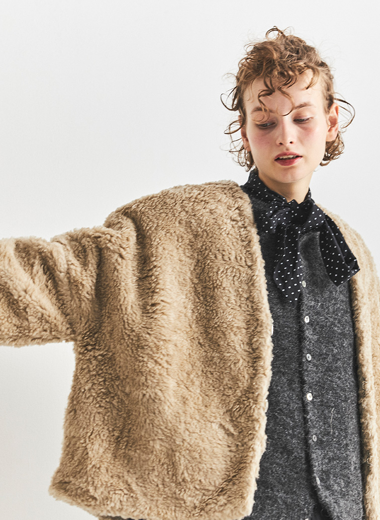 リネンウールショールジャケット 詳細画像 Beige 2