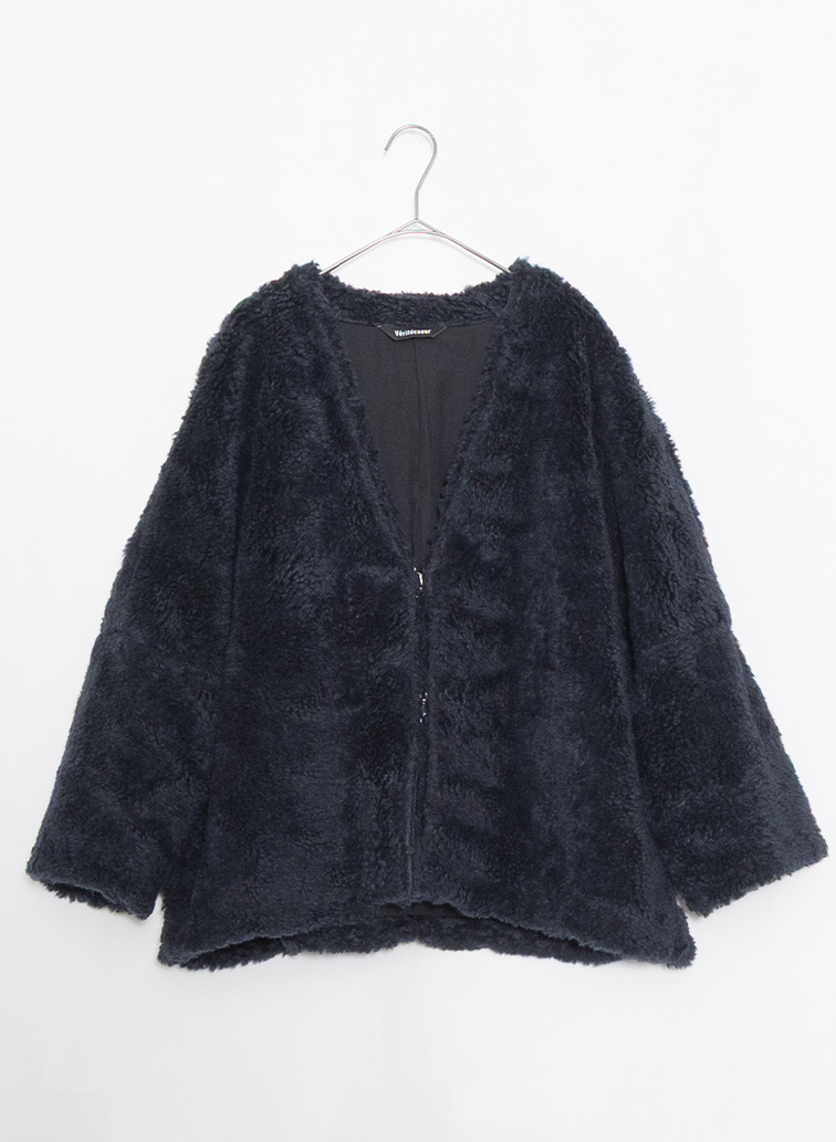 リネンウールショールジャケット 詳細画像 Black 1