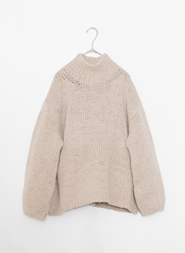 ハンドニットハイネックプルオーバー 詳細画像 Beige 1