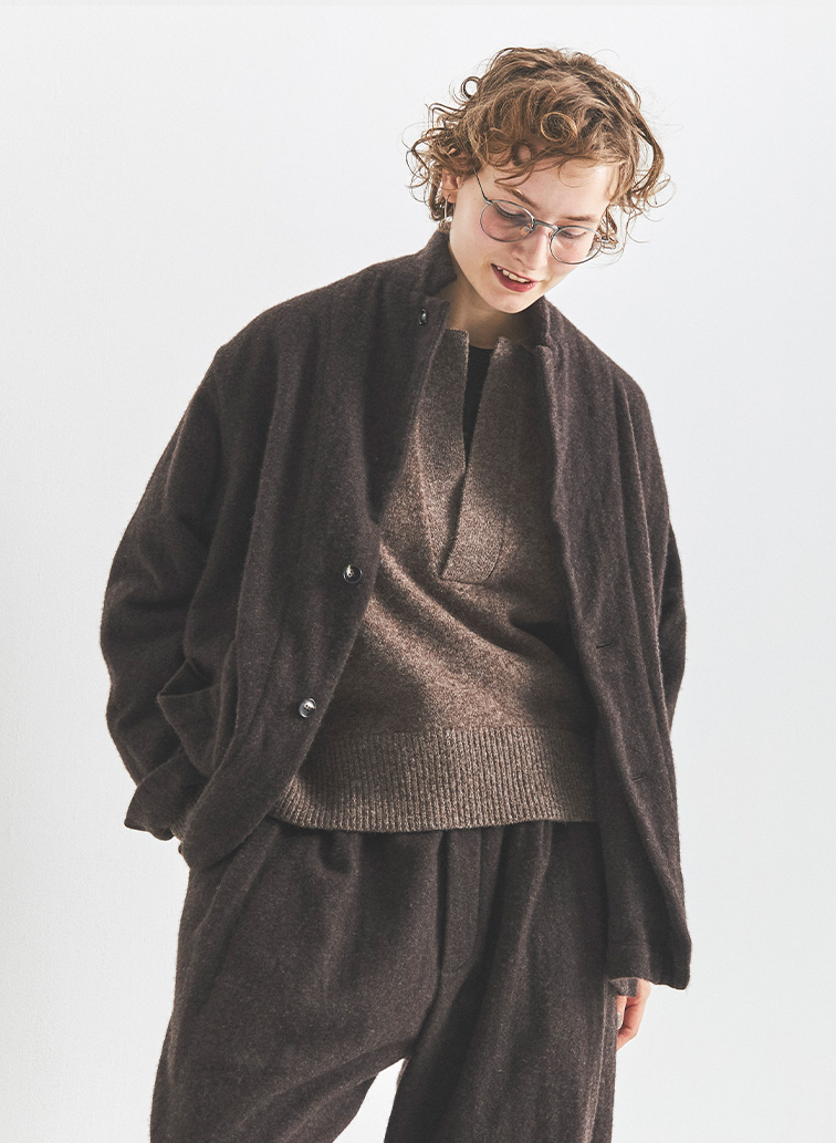ウールテーラードジャケット 詳細画像 Brown 4