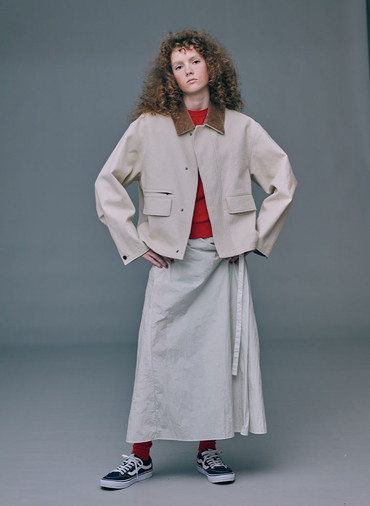 HAND DYED NYLON WRAPED SKIRT 詳細画像 Gray 5