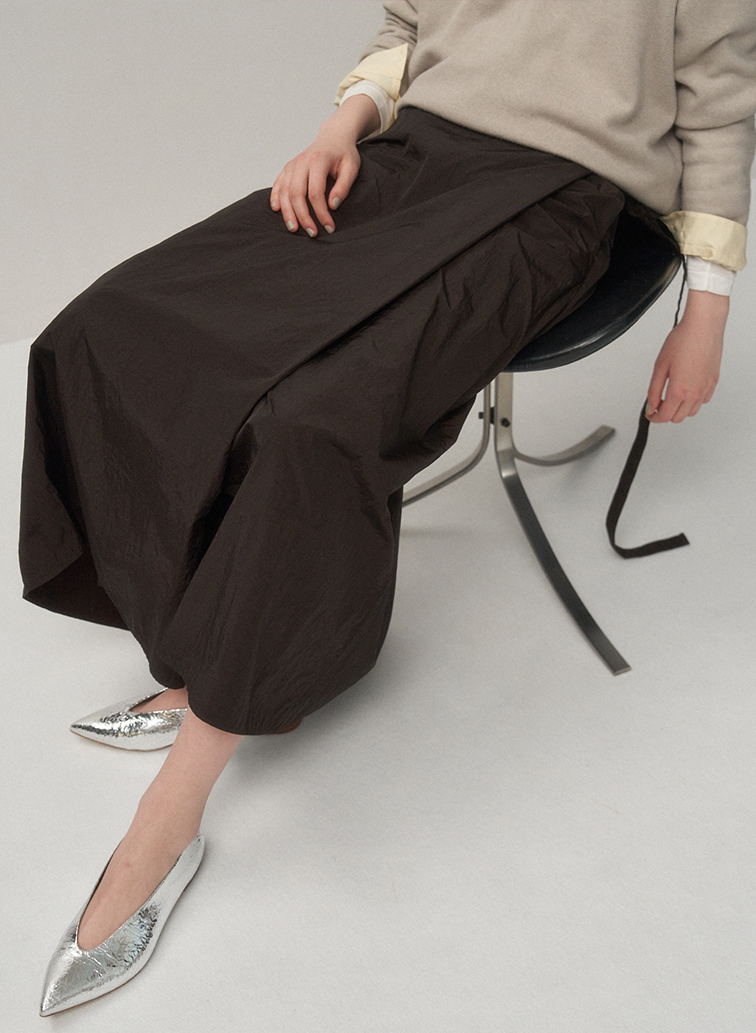 HAND DYED NYLON WRAPED SKIRT 詳細画像 Brown 2