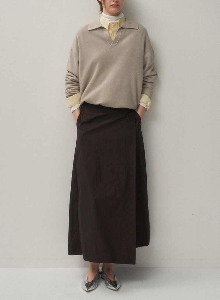 HAND DYED NYLON WRAPED SKIRT 詳細画像 Brown 5