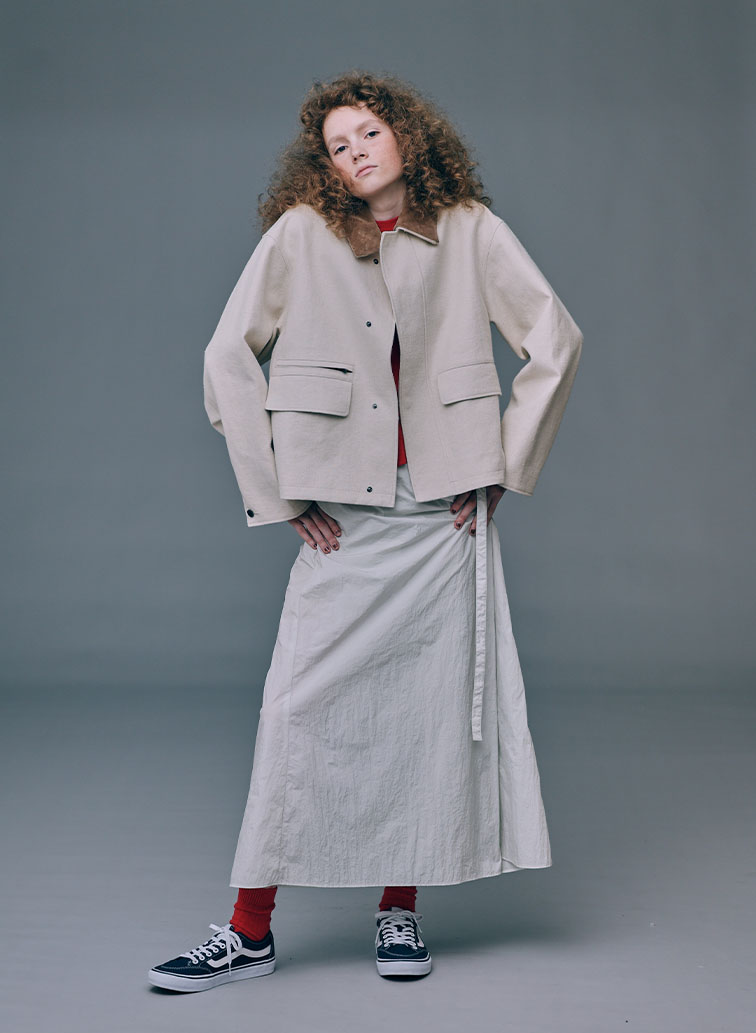 HAND DYED NYLON WRAPED SKIRT 詳細画像 Gray 3