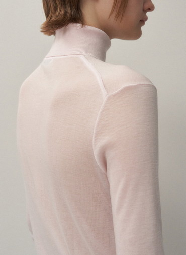 TENCEL SILK CIRCULER RIB TURTLENECK SWEATER 詳細画像 White 4
