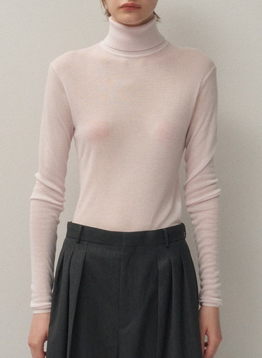 TENCEL SILK CIRCULER RIB TURTLENECK SWEATER 詳細画像 White 7