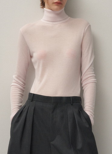 TENCEL SILK CIRCULER RIB TURTLENECK SWEATER 詳細画像 White 9