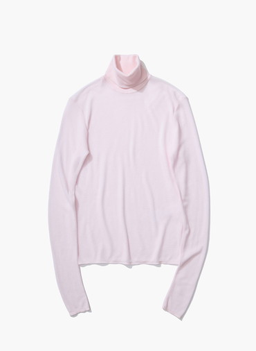 TENCEL SILK CIRCULER RIB TURTLENECK SWEATER