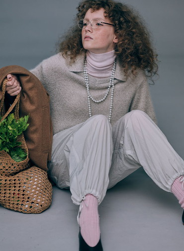 TENCEL SILK CIRCULER RIB TURTLENECK SWEATER 詳細画像 Pink 2