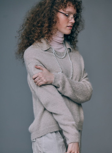 TENCEL SILK CIRCULER RIB TURTLENECK SWEATER 詳細画像 Pink 4