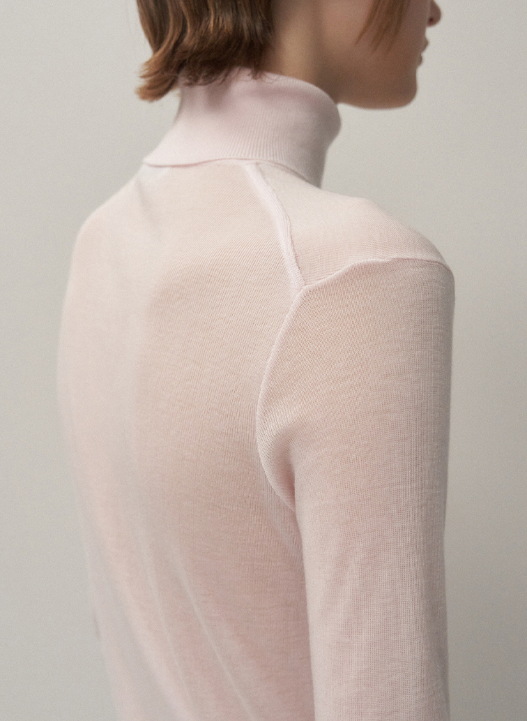 TENCEL SILK CIRCULER RIB TURTLENECK SWEATER 詳細画像 White 5