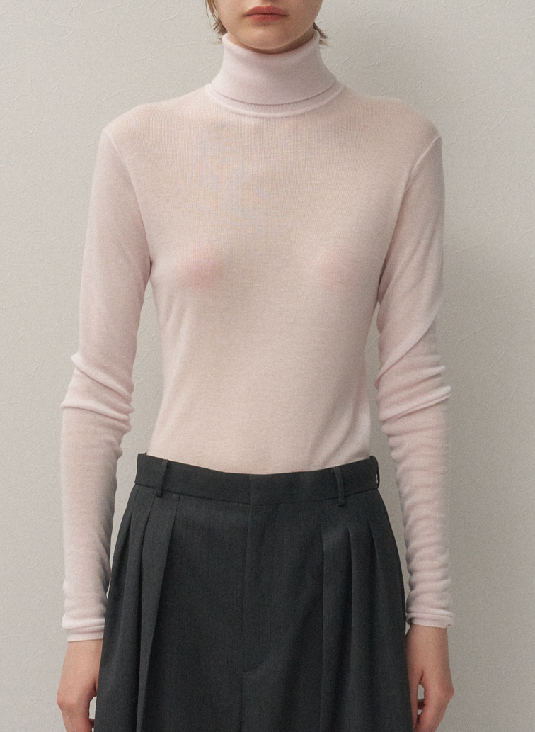 TENCEL SILK CIRCULER RIB TURTLENECK SWEATER 詳細画像 White 7