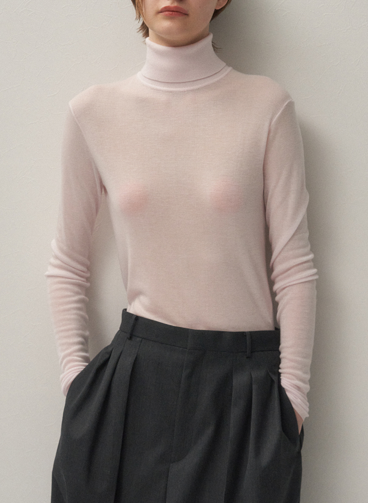 TENCEL SILK CIRCULER RIB TURTLENECK SWEATER 詳細画像 White 8