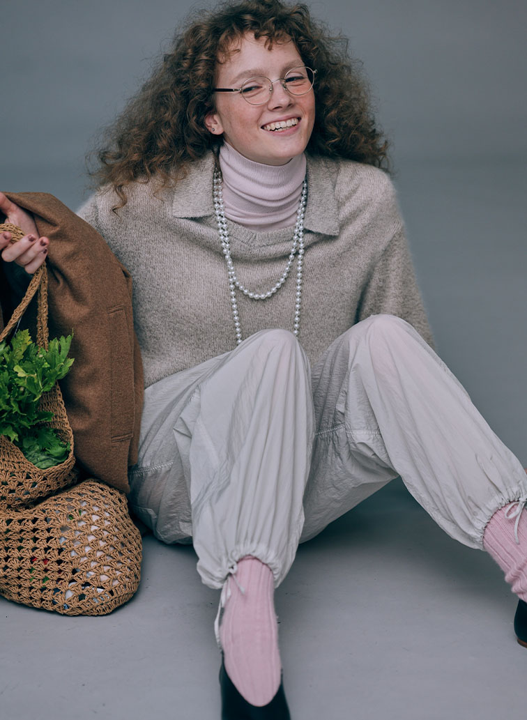 TENCEL SILK CIRCULER RIB TURTLENECK SWEATER 詳細画像 Pink 3