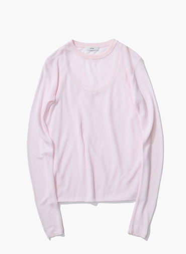 TENCEL SILK CIRCULER RIB CREW&TANK LAYERED 詳細画像 Pink 5