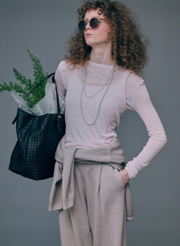 TENCEL SILK CIRCULER RIB CREW&TANK LAYERED 詳細画像 Pink 3