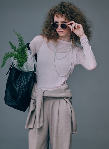 TENCEL SILK CIRCULER RIB CREW&TANK LAYERED 詳細画像 Pink 4