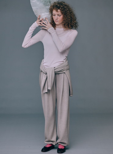 TENCEL SILK CIRCULER RIB CREW&TANK LAYERED 詳細画像 Pink 5