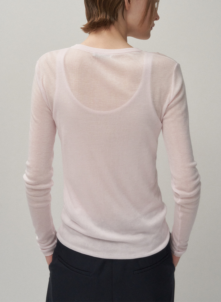 TENCEL SILK CIRCULER RIB CREW&TANK LAYERED 詳細画像 Pink 1