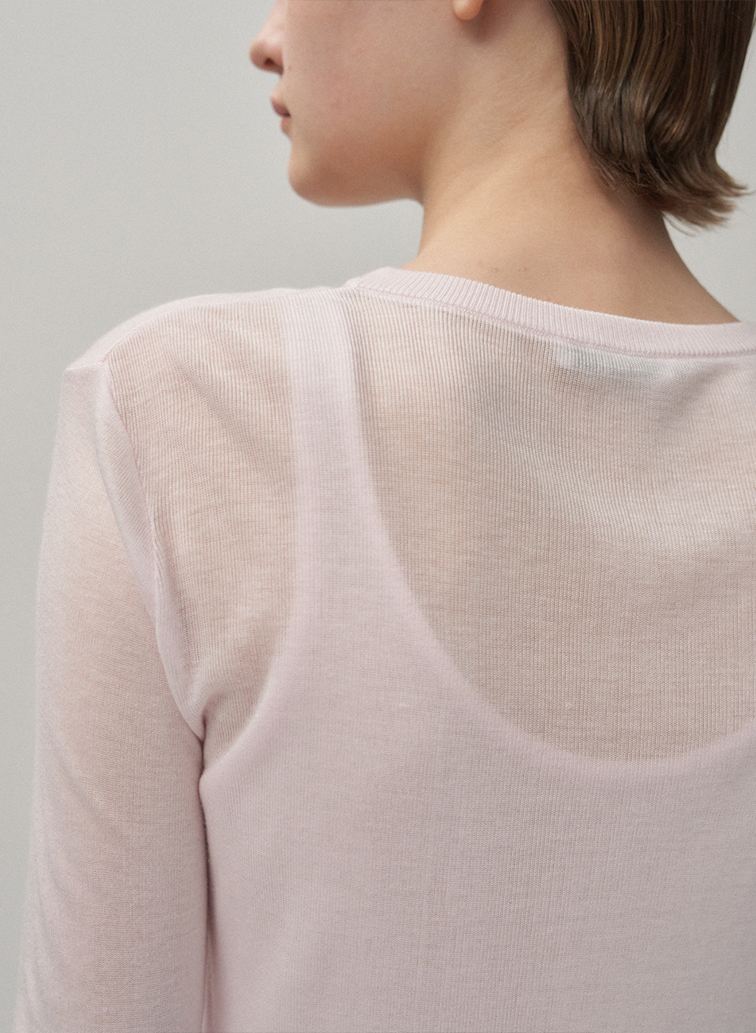 TENCEL SILK CIRCULER RIB CREW&TANK LAYERED 詳細画像 Pink 2