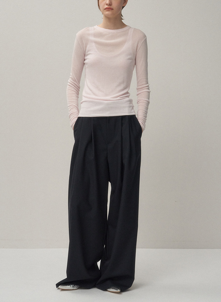 TENCEL SILK CIRCULER RIB CREW&TANK LAYERED 詳細画像 Pink 3