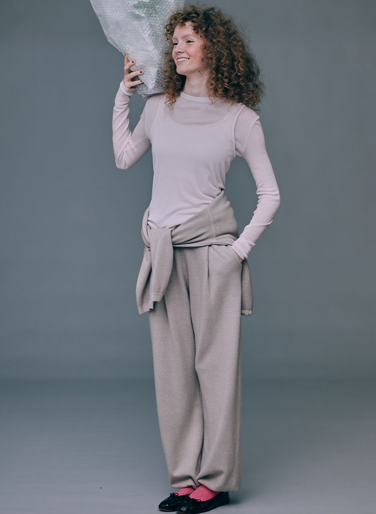 TENCEL SILK CIRCULER RIB CREW&TANK LAYERED 詳細画像 Pink 7