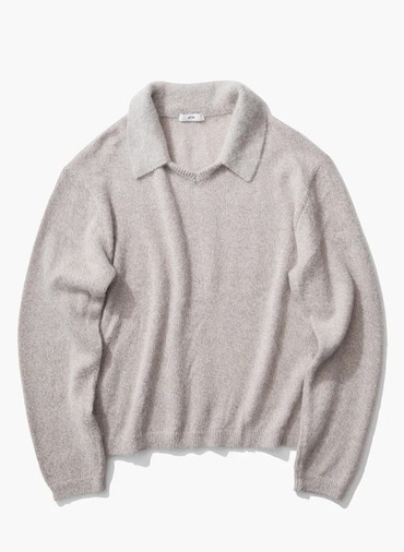 SILK ALPACA POLO SWEATER