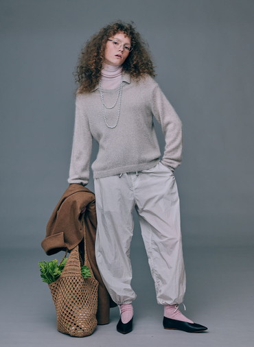 SILK ALPACA POLO SWEATER 詳細画像 Beige 5