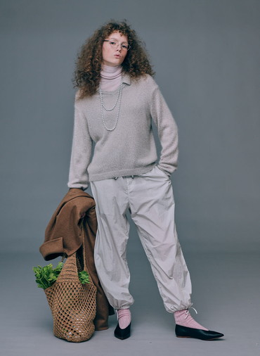 SILK ALPACA POLO SWEATER 詳細画像 Beige 6