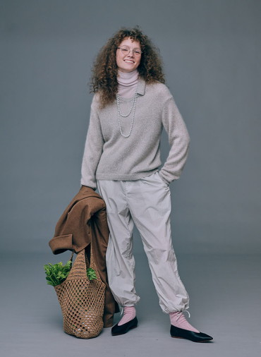 SILK ALPACA POLO SWEATER 詳細画像 Beige 8