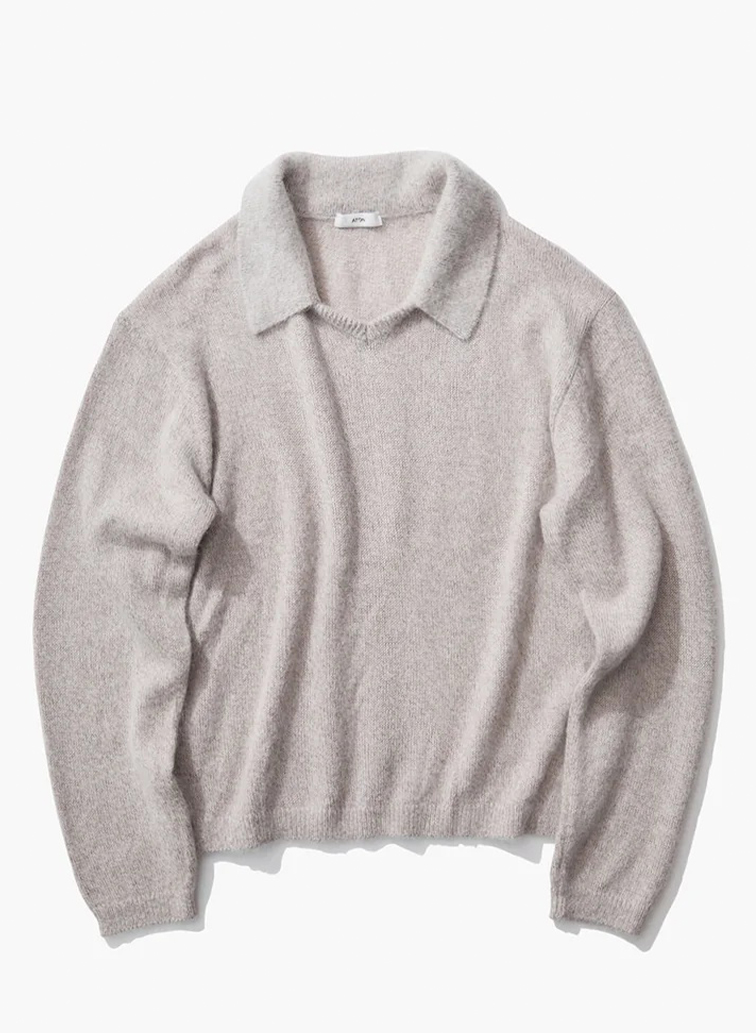 SILK ALPACA POLO SWEATER 詳細画像 Beige 1