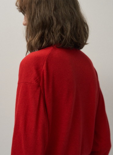 GARMENT DYED CASHMERE SILK CREWNECK SWEATER 詳細画像 Red 1