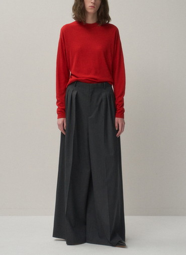 GARMENT DYED CASHMERE SILK CREWNECK SWEATER 詳細画像 Red 4