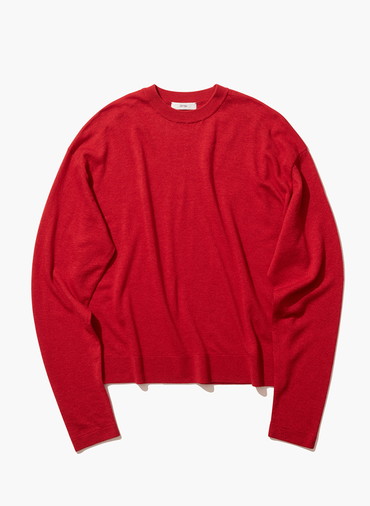 GARMENT DYED CASHMERE SILK CREWNECK SWEATER 詳細画像 Red 8