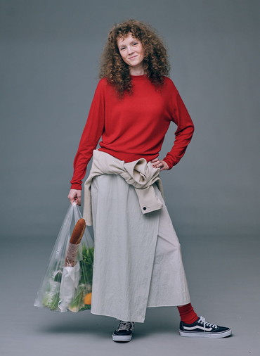 GARMENT DYED CASHMERE SILK CREWNECK SWEATER 詳細画像 Red 5