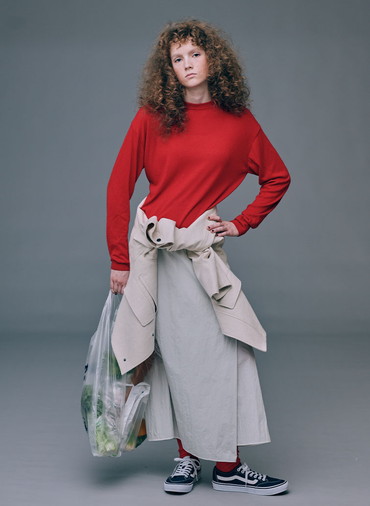 GARMENT DYED CASHMERE SILK CREWNECK SWEATER 詳細画像 Red 7