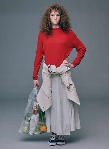 GARMENT DYED CASHMERE SILK CREWNECK SWEATER 詳細画像 Red 8