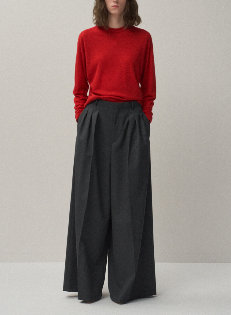 GARMENT DYED CASHMERE SILK CREWNECK SWEATER 詳細画像 Red 2