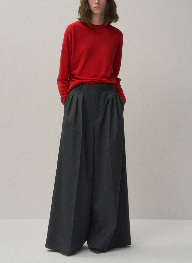GARMENT DYED CASHMERE SILK CREWNECK SWEATER 詳細画像 Red 3