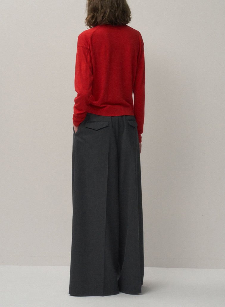GARMENT DYED CASHMERE SILK CREWNECK SWEATER 詳細画像 Red 6