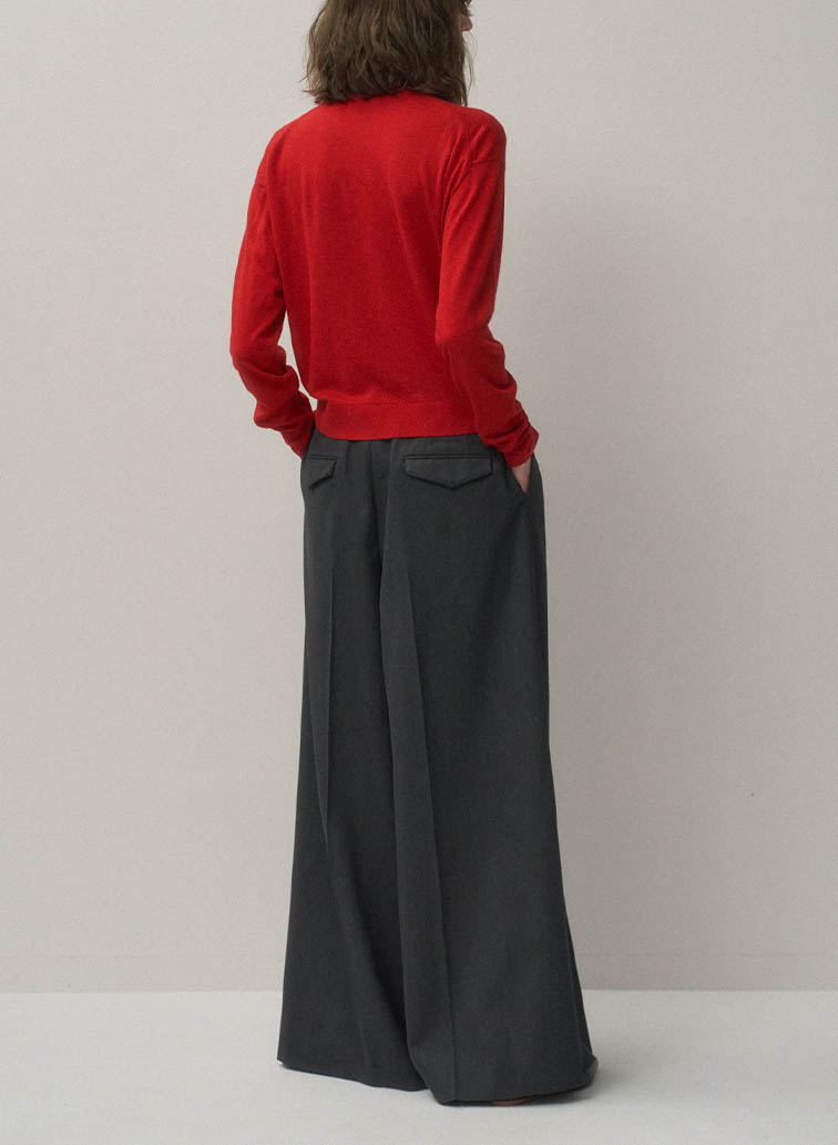 GARMENT DYED CASHMERE SILK CREWNECK SWEATER 詳細画像 Red 7