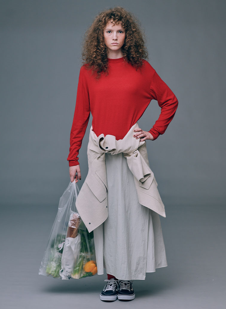 GARMENT DYED CASHMERE SILK CREWNECK SWEATER 詳細画像 Red 8