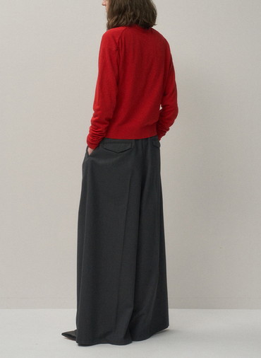 GARMENT DYED CASHMERE SILK CREWNECK CARDIGAN 詳細画像 Red 5
