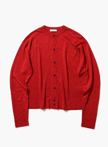 GARMENT DYED CASHMERE SILK CREWNECK CARDIGAN