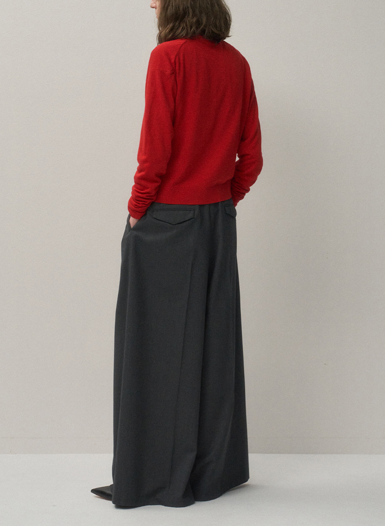 GARMENT DYED CASHMERE SILK CREWNECK CARDIGAN 詳細画像 Red 5