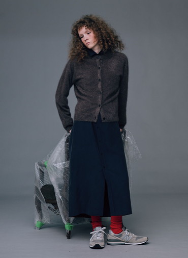 SILK SUEDE BUTTON-DOWN SHIRT DRESS 詳細画像 Navy 5