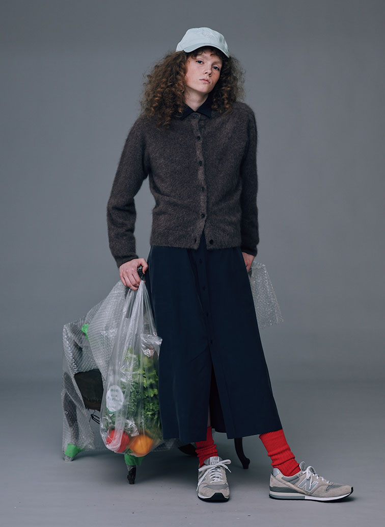 SILK SUEDE BUTTON-DOWN SHIRT DRESS 詳細画像 Navy 6