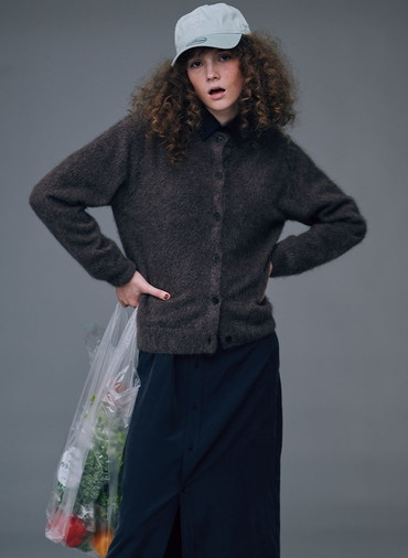 ROYAL CASHMERE FUR CREWNECK CARDIGAN 詳細画像 Brown 2